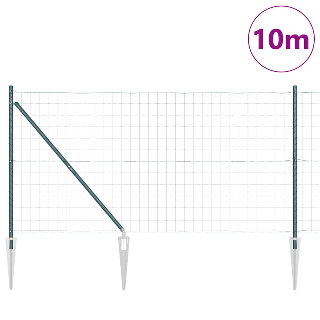 Zaun mit Pfosten Grün 1.2 x 10 m Stahl