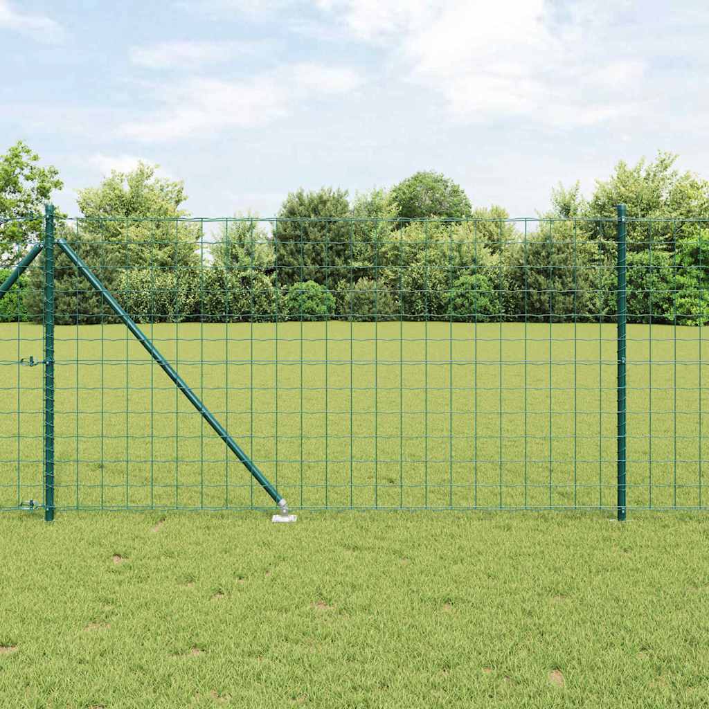 Zaun mit Pfosten Grün 1 x 10 m Stahl
