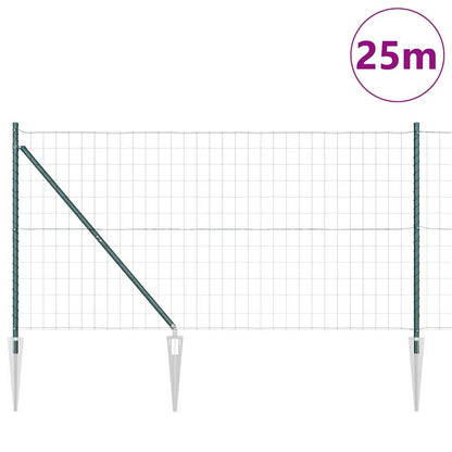 Zaun mit Pfosten Grün 1 x 25 m Stahl