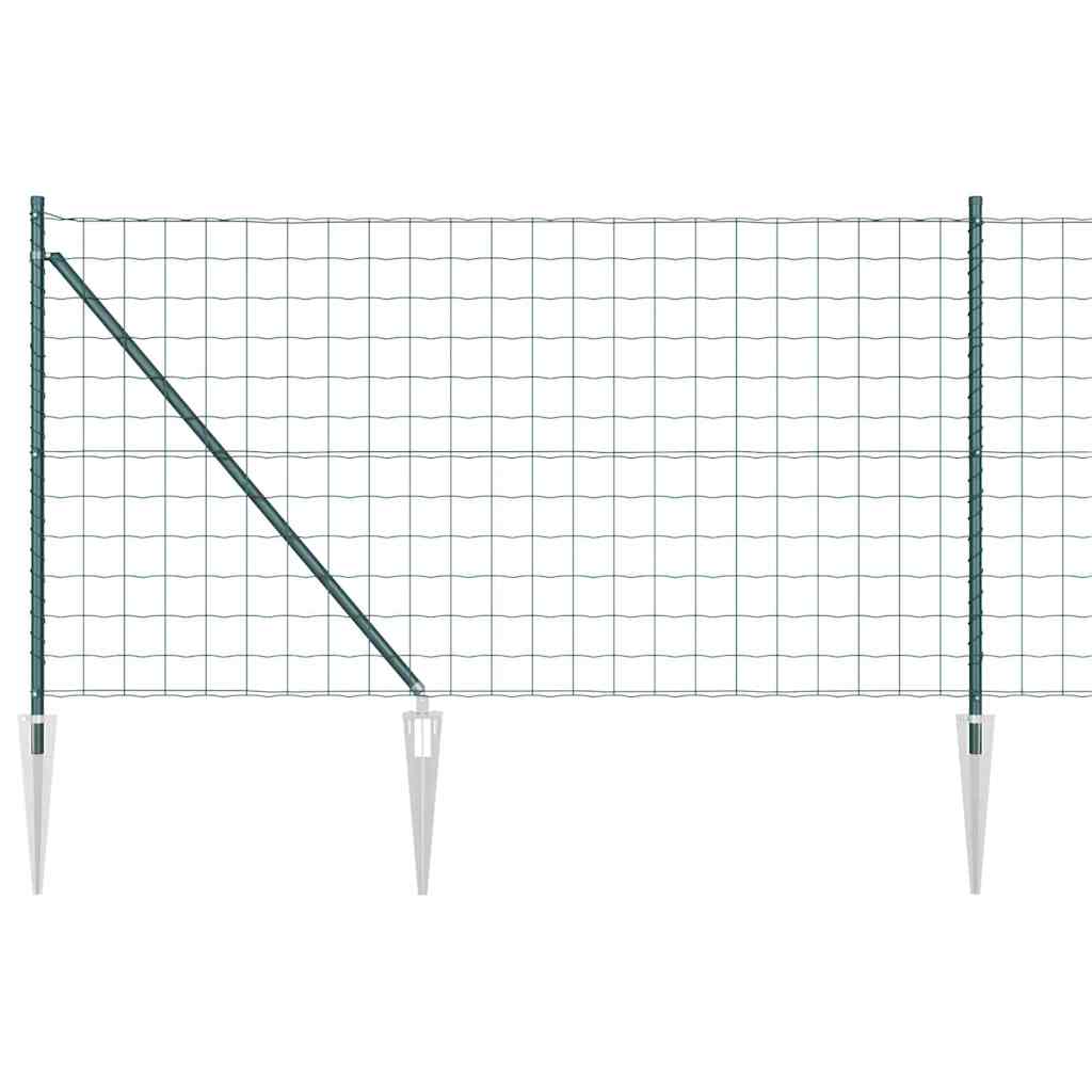 Zaun mit Pfosten Grün 1 x 25 m Stahl