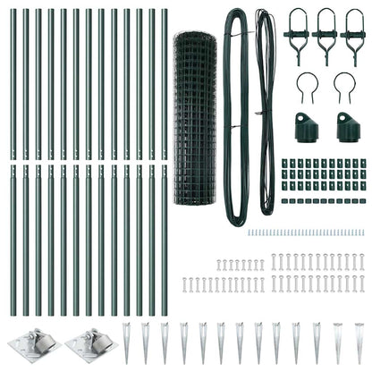 Zaun mit Pfosten Grün 1 x 25 m Stahl