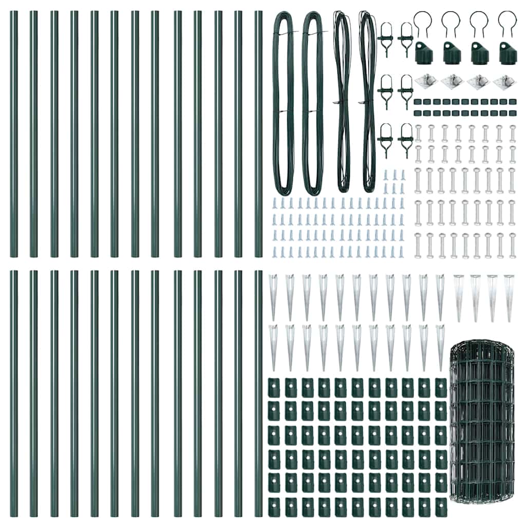 Zaun mit Pfosten Grün 0.6 x 50 m Stahl