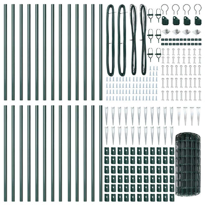 Zaun mit Pfosten Grün 0.6 x 50 m Stahl