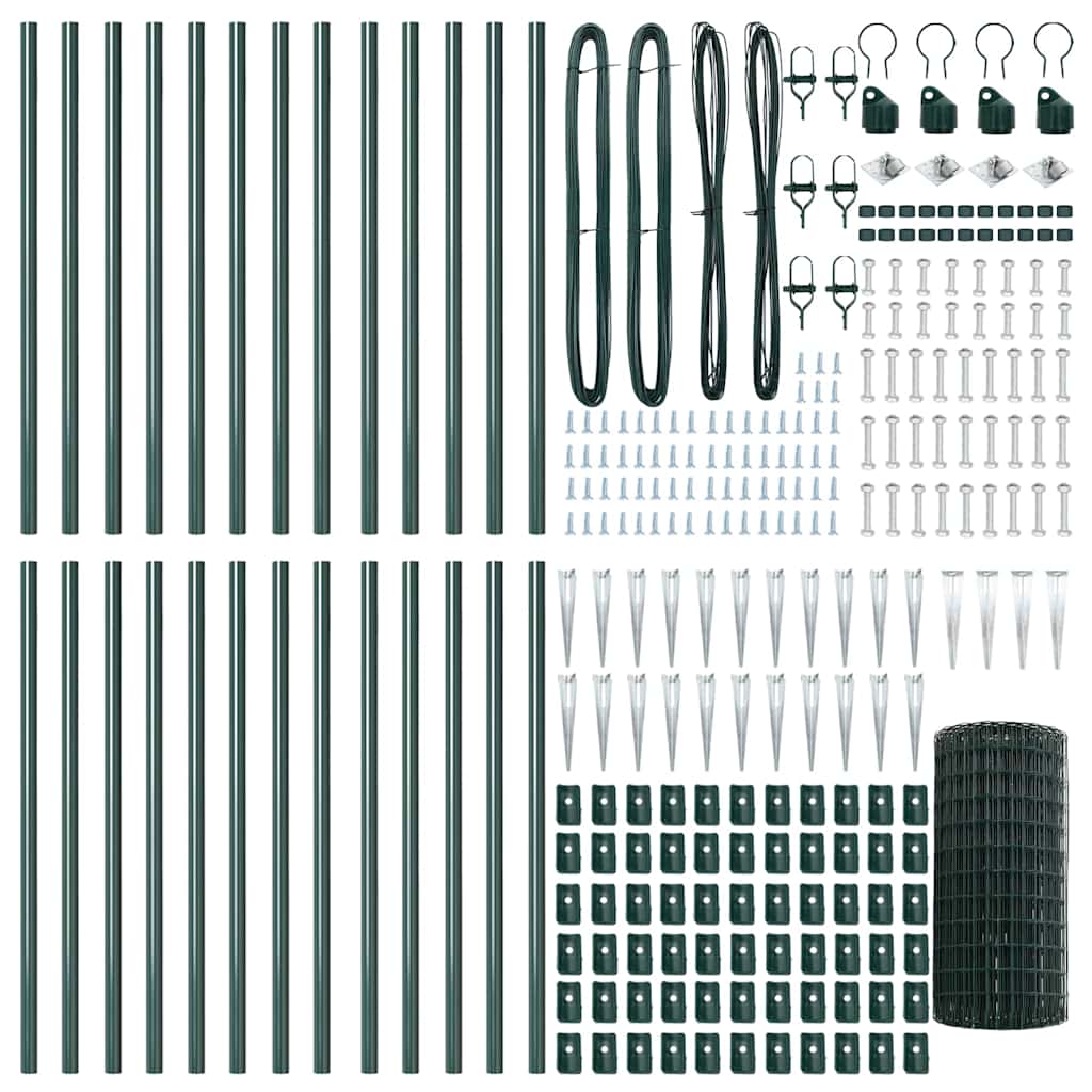 Zaun mit Pfosten Grün 0,6 x 50 m Stahl