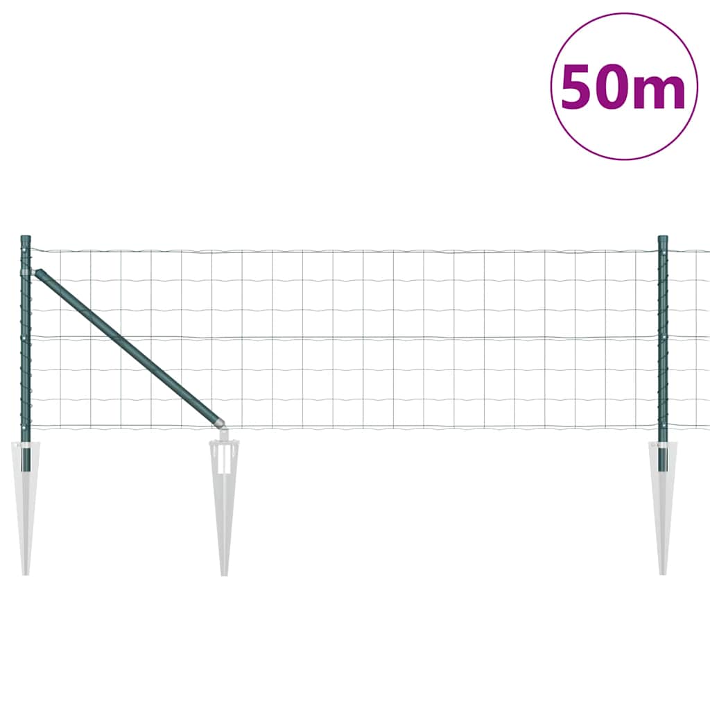 Zaun mit Pfosten Grün 0.6 x 50 m Stahl