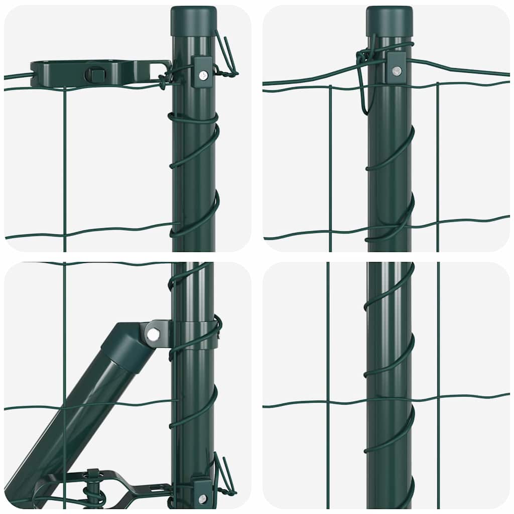 Zaun mit Pfosten Grün 1 x 25 m Stahl