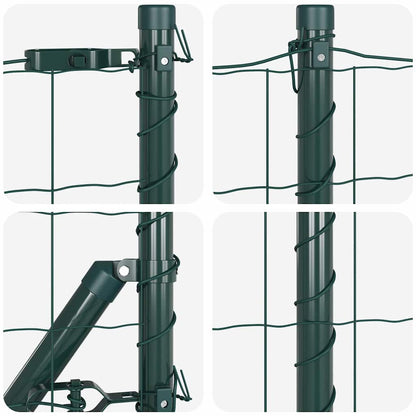 Zaun mit Pfosten Grün 1 x 25 m Stahl