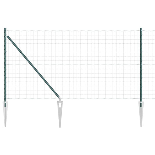 Zaun mit Pfosten Grün 1 x 25 m Stahl
