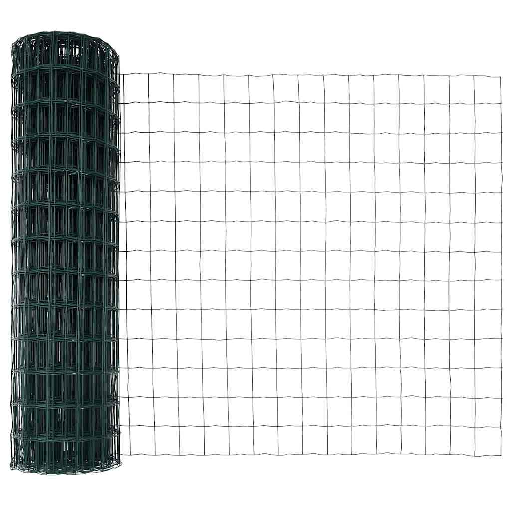 Zaun mit Pfosten Grün 1 x 25 m Stahl