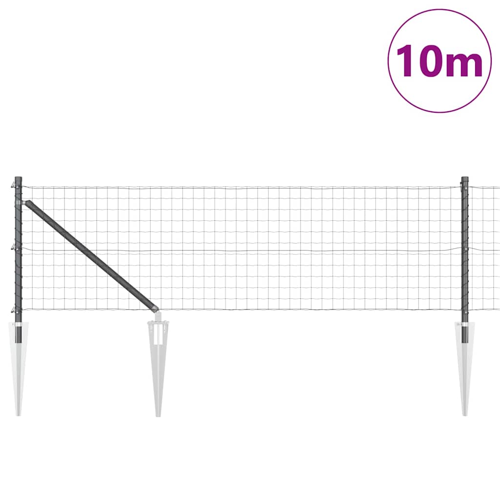 Zaun mit Pfosten Grau 0,6 x 10 m Stahl