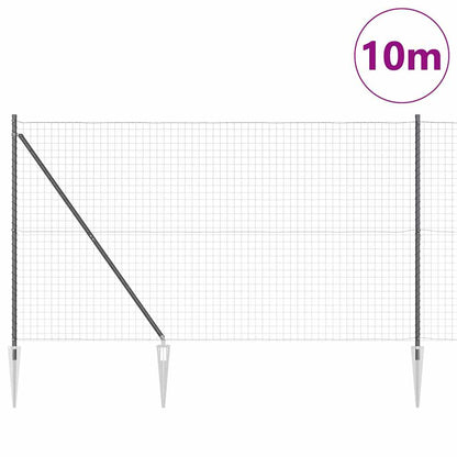 Zaun mit Pfosten Grau 1.5 x 10 m Stahl