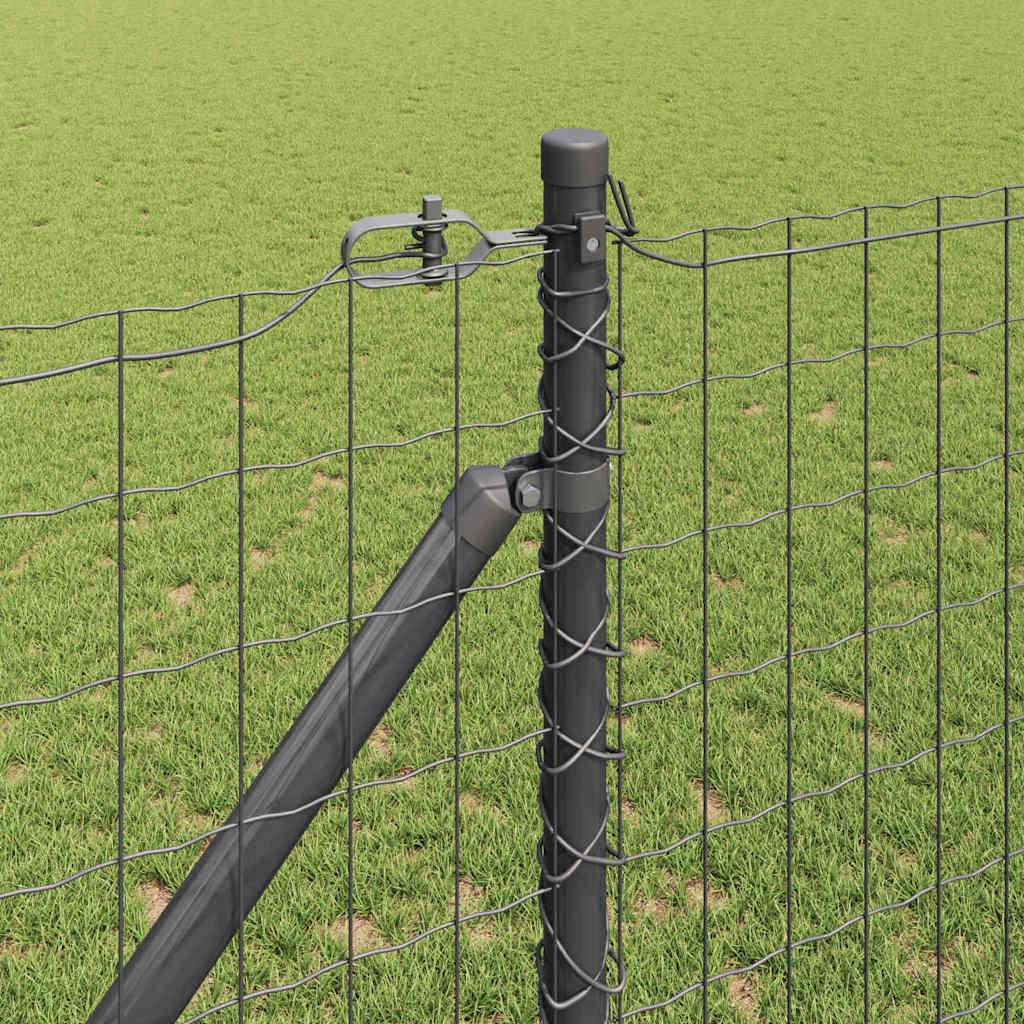 Zaun mit Pfosten Grau 1,2 x 10 m Stahl