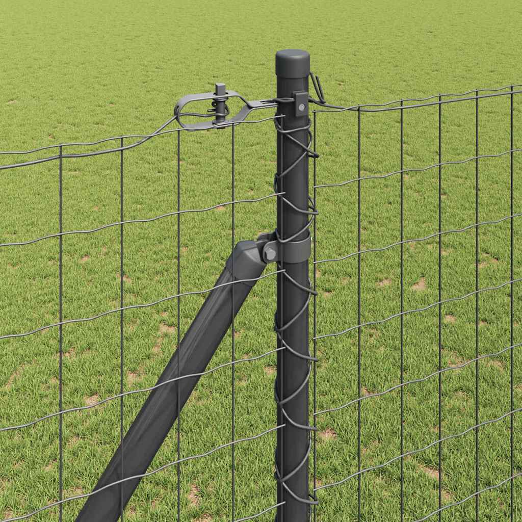 Zaun mit Pfosten Grau 1,5 x 10 m Stahl