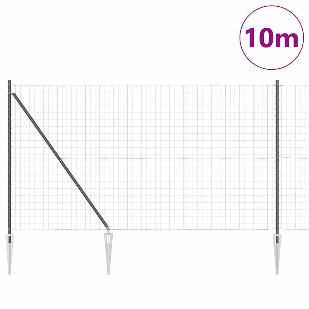 Zaun mit Pfosten Grau 1.5 x 10 m Stahl