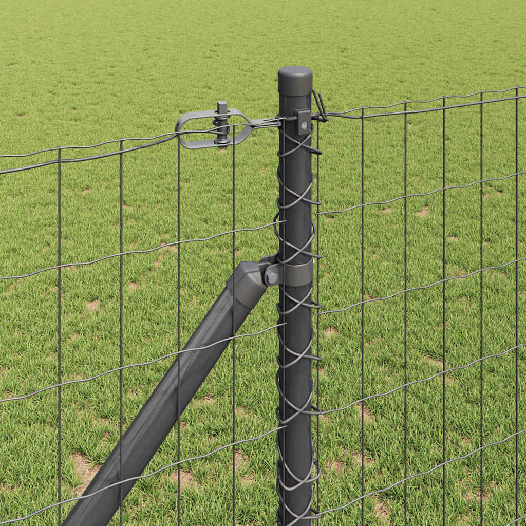 Zaun mit Pfosten Grau 1,2 x 10 m Stahl