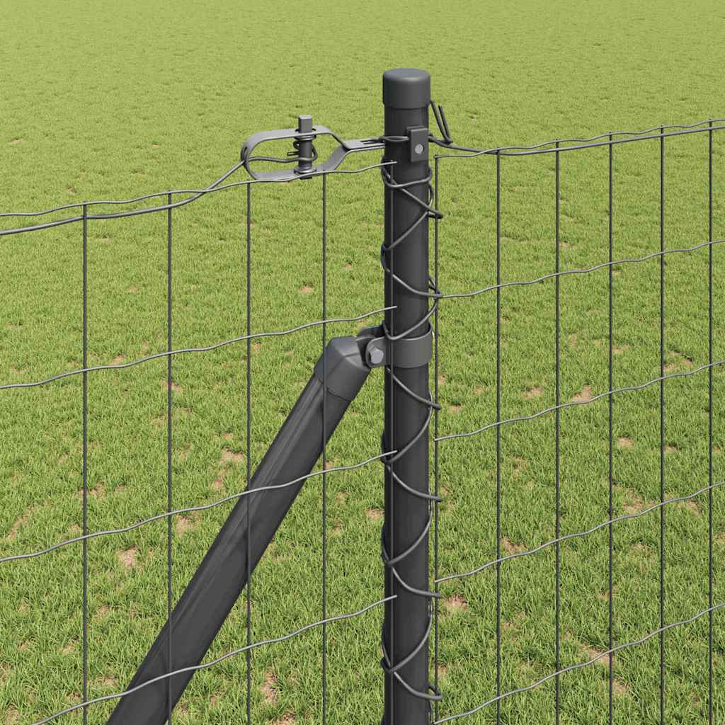 Zaun mit Pfosten Grau 1,6 x 10 m Stahl