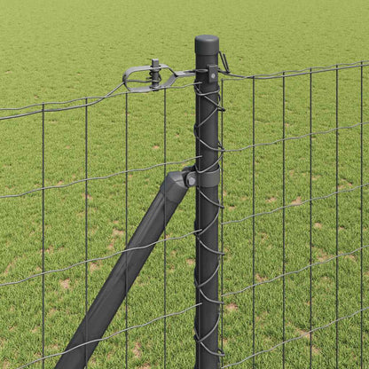 Zaun mit Pfosten Grau 1,6 x 10 m Stahl