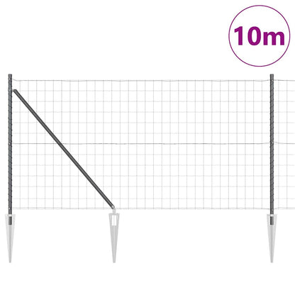 Zaun mit Pfosten Grau 1 x 10 m Stahl