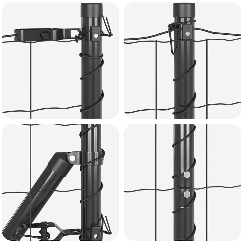 Zaun mit Pfosten Grau 1.2 x 10 m Stahl
