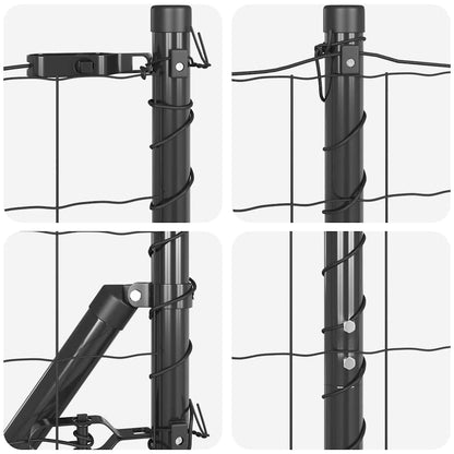 Zaun mit Pfosten Grau 1.2 x 10 m Stahl