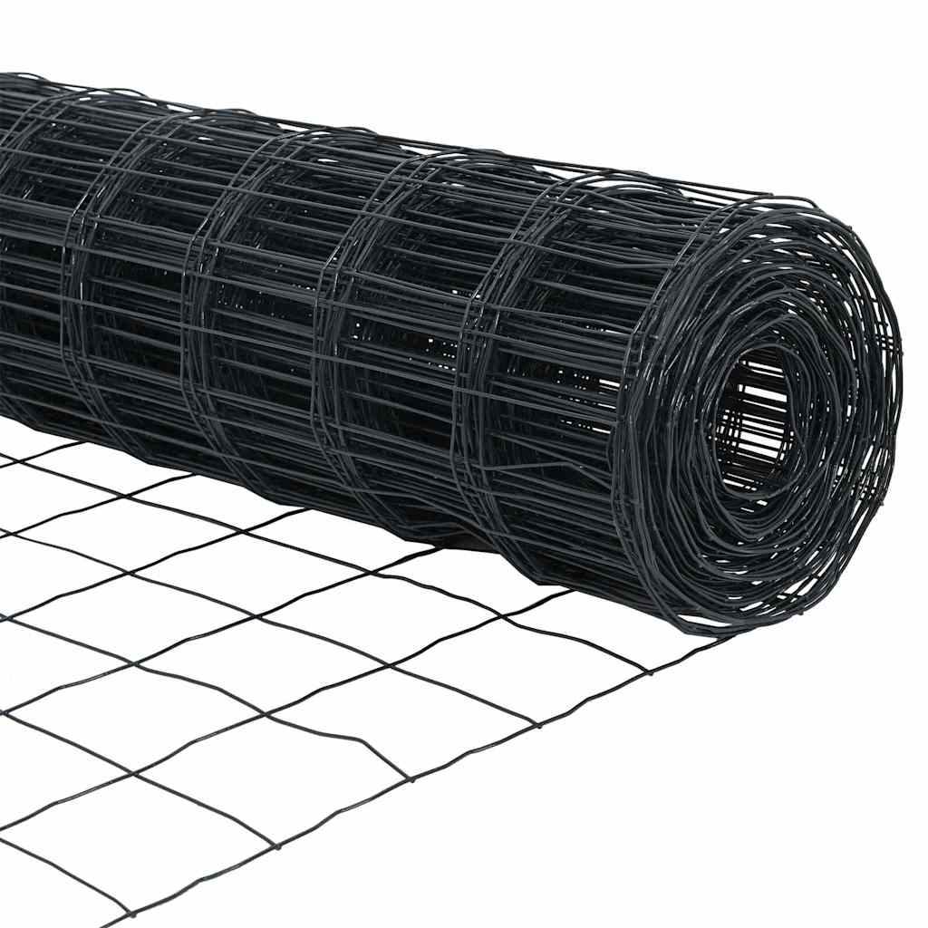 Zaun mit Pfosten Grau 1.2 x 10 m Stahl