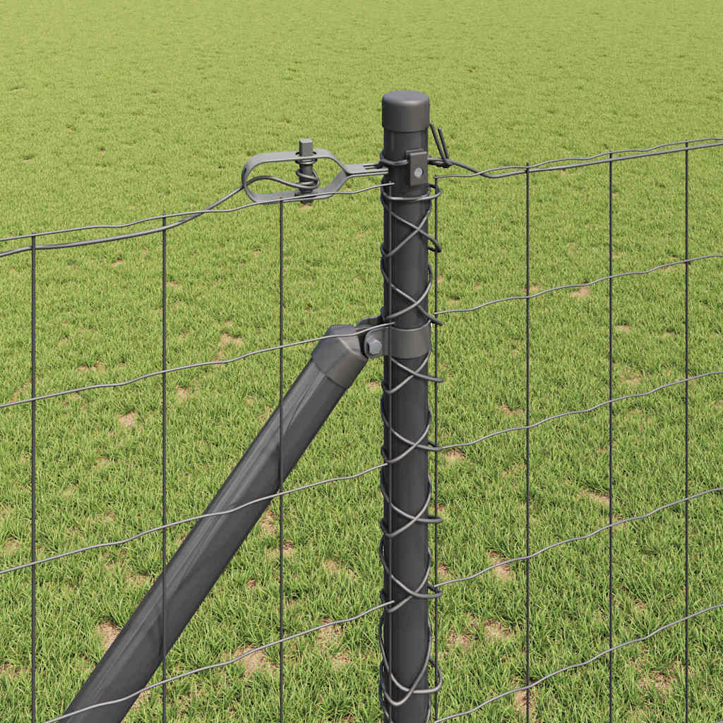 Zaun mit Pfosten Grau 1,2 x 10 m Stahl