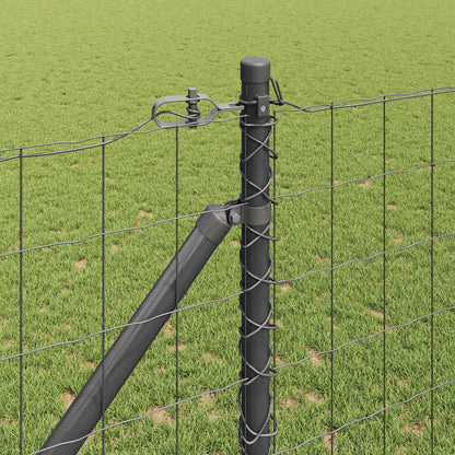 Zaun mit Pfosten Grau 1,2 x 10 m Stahl