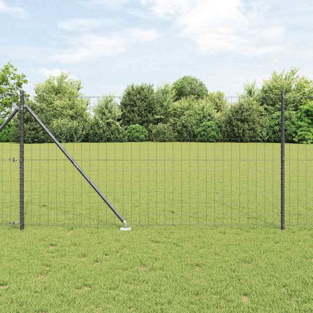 Zaun mit Pfosten Grau 1.2 x 10 m Stahl