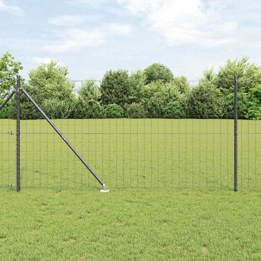 Zaun mit Pfosten Grau 1.2 x 10 m Stahl