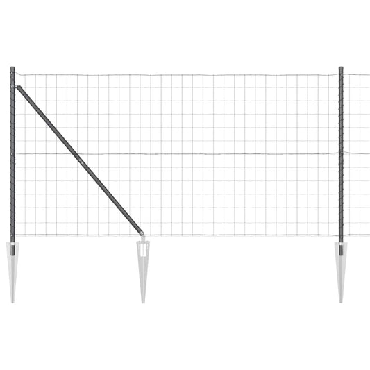Zaun mit Pfosten Grau 1.2 x 10 m Stahl