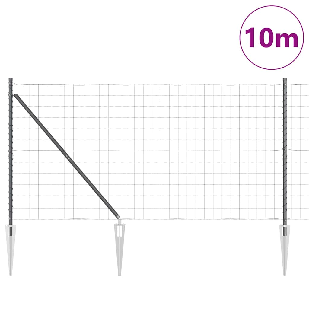 Zaun mit Pfosten Grau 1.2 x 10 m Stahl