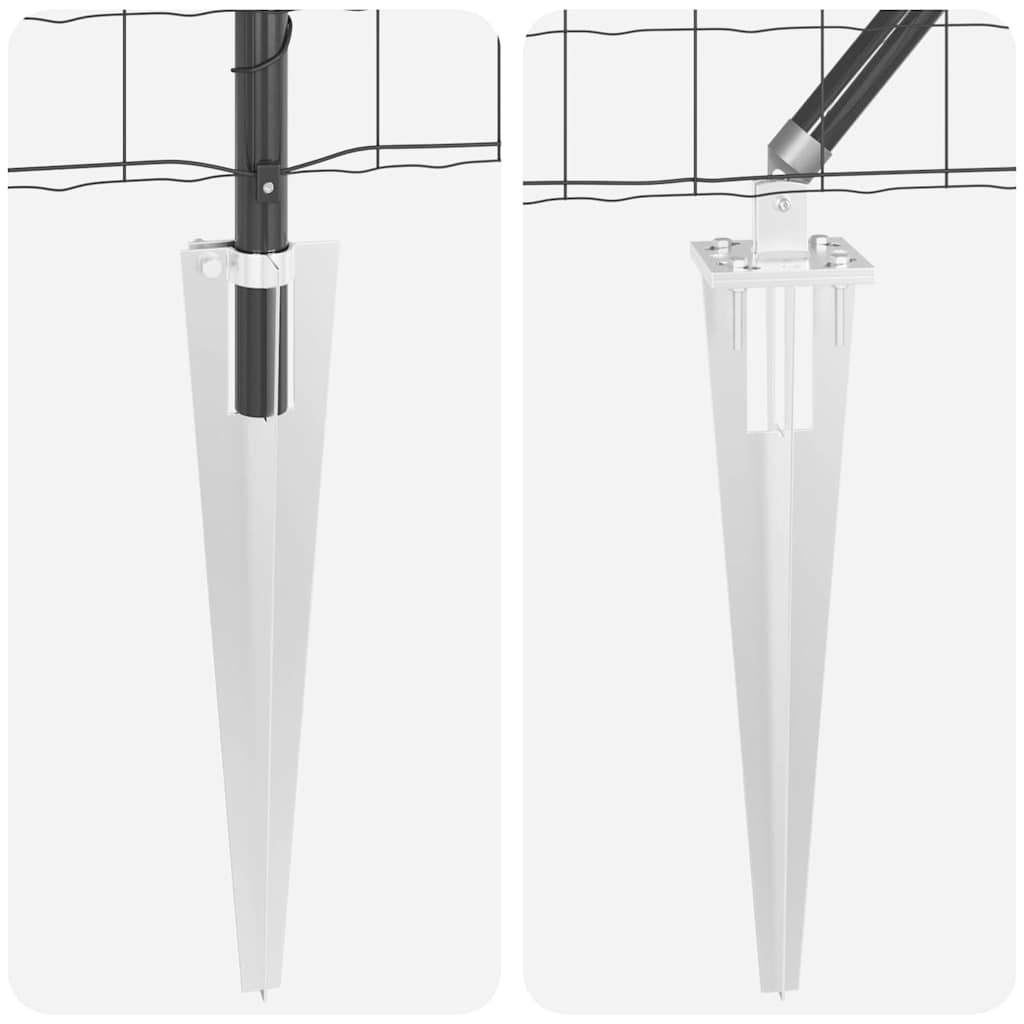Zaun mit Pfosten Grau 1.4 x 10 m Stahl