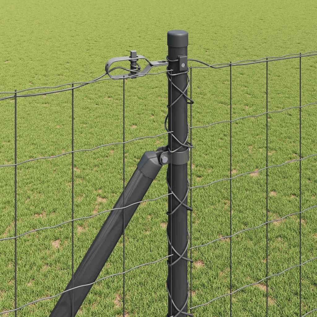 Zaun mit Pfosten Grau 1,6 x 10 m Stahl