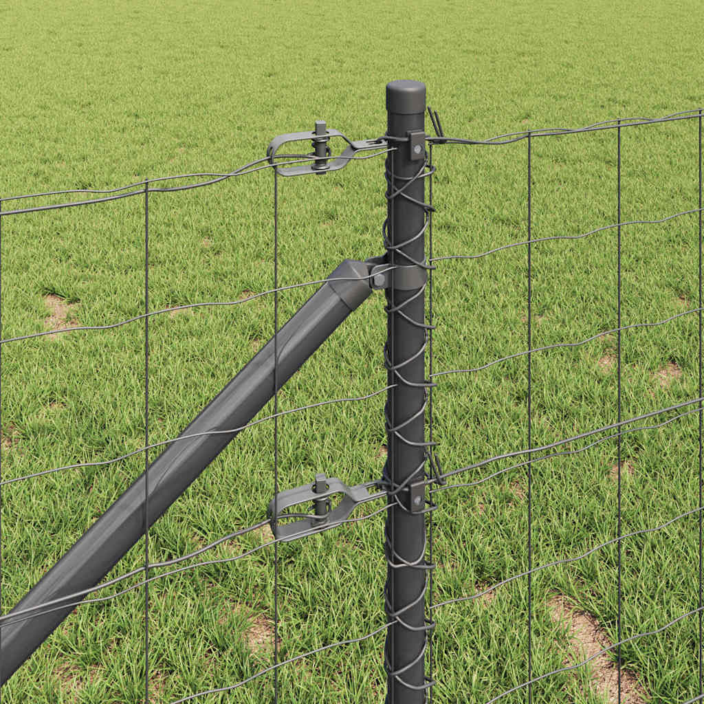 Zaun mit Pfosten Grau 0,4 x 10 m Stahl