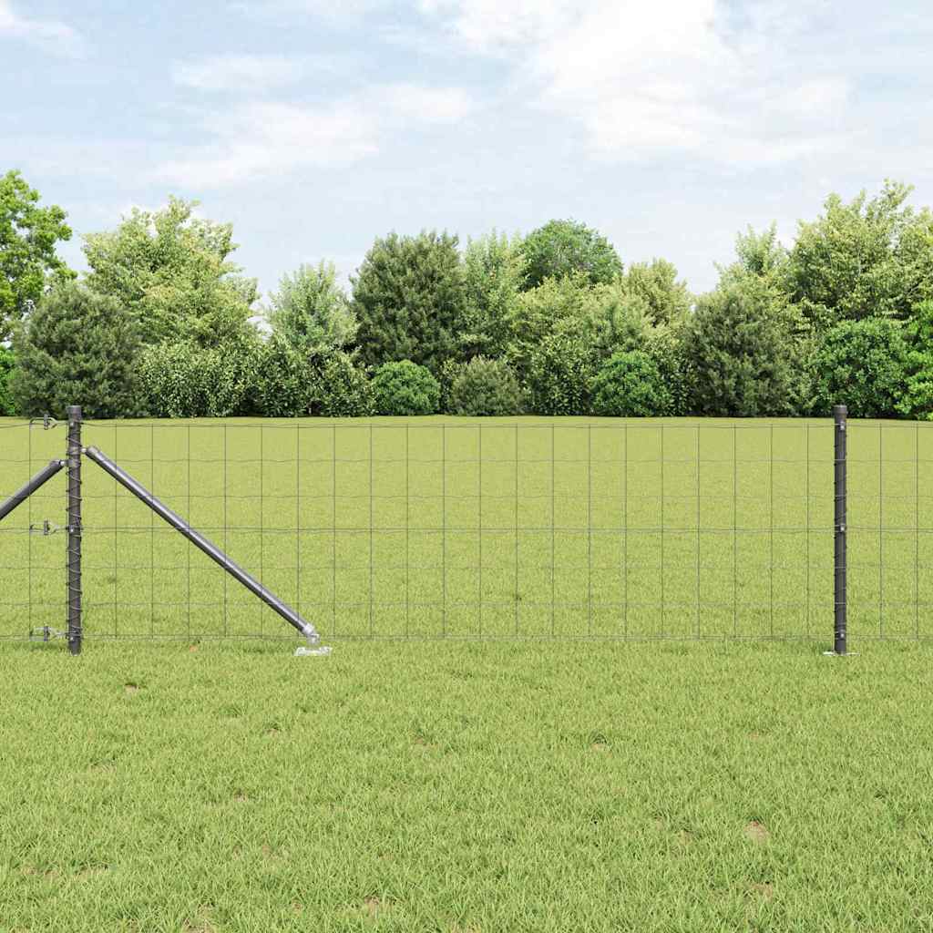 Zaun mit Pfosten Grau 0.8 x 10 m Stahl