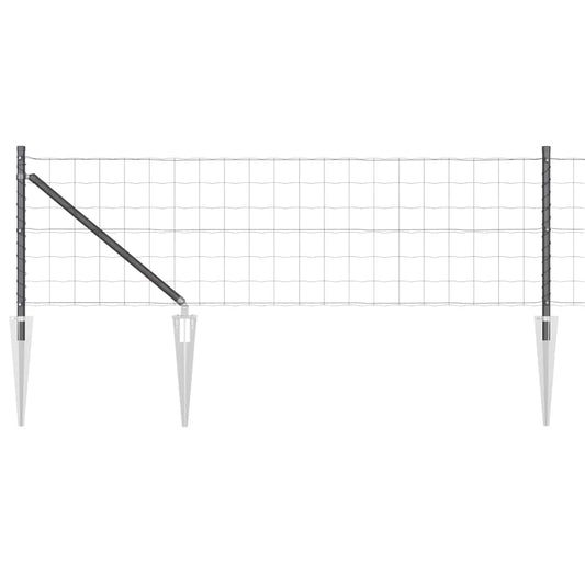 Zaun mit Pfosten Grau 0.8 x 10 m Stahl