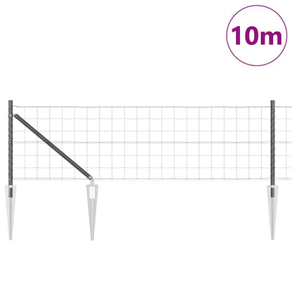 Zaun mit Pfosten Grau 0.8 x 10 m Stahl
