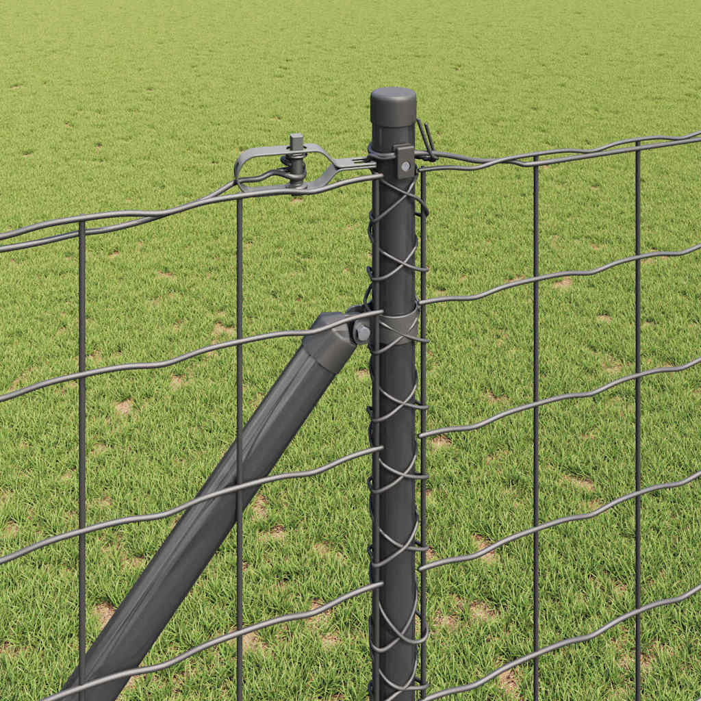 Zaun mit Pfosten Grau 1,2 x 10 m Stahl