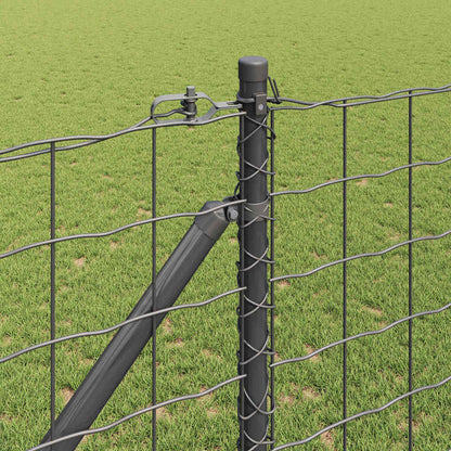 Zaun mit Pfosten Grau 1,2 x 10 m Stahl