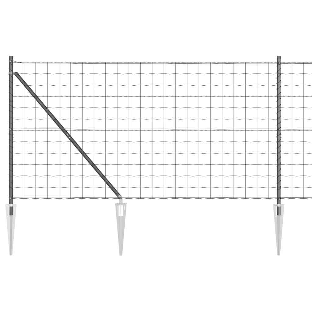 Zaun mit Pfosten Grau 1.2 x 10 m Stahl