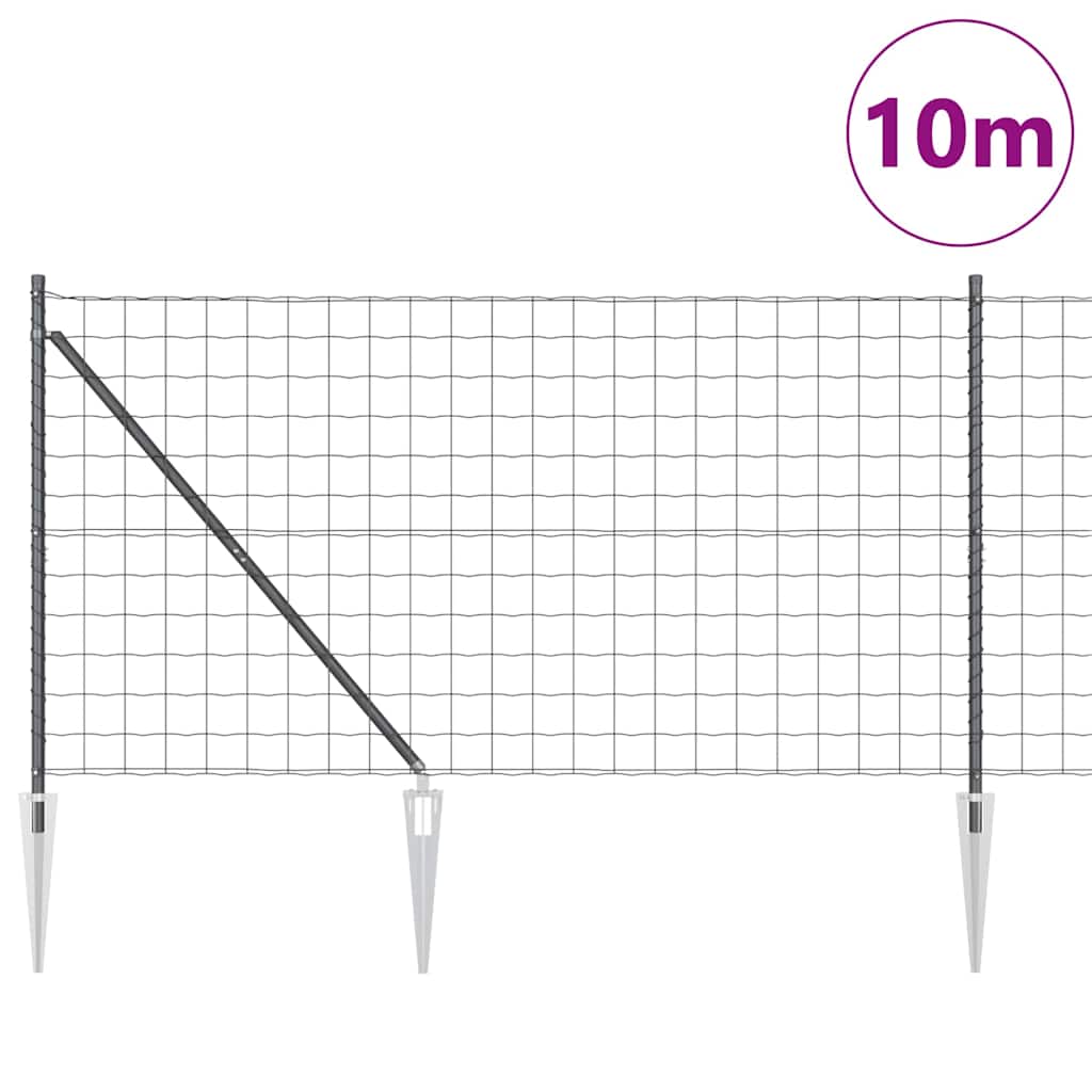 Zaun mit Pfosten Grau 1.2 x 10 m Stahl