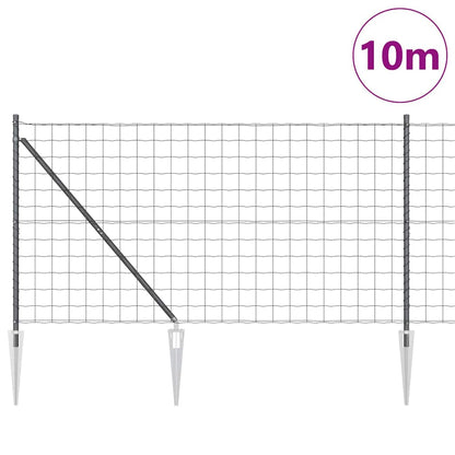 Zaun mit Pfosten Grau 1.2 x 10 m Stahl