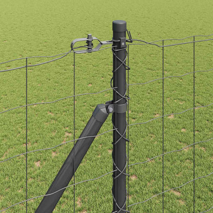 Zaun mit Pfosten Grau 1,5 x 10 m Stahl