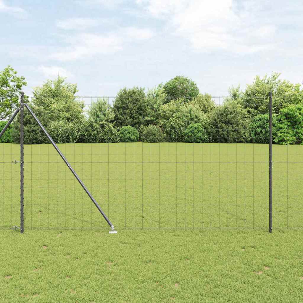 Zaun mit Pfosten Grau 1.5 x 10 m Stahl