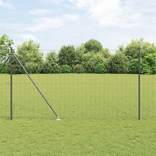 Zaun mit Pfosten Grau 1.5 x 10 m Stahl