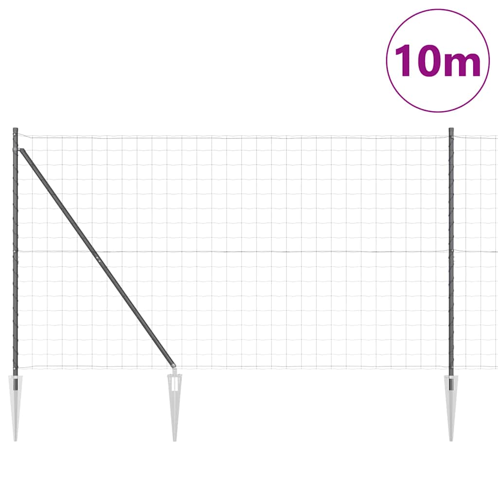 Zaun mit Pfosten Grau 1.5 x 10 m Stahl