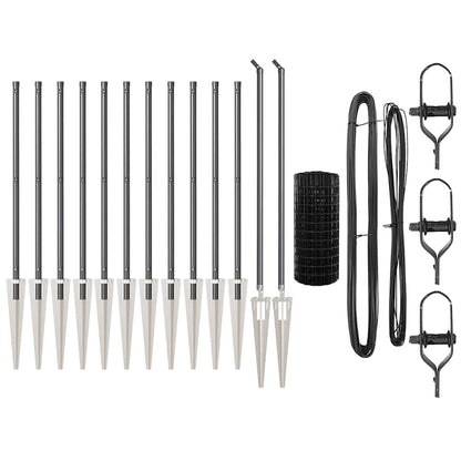 Zaun mit Pfosten Grau 1 x 25 m Stahl