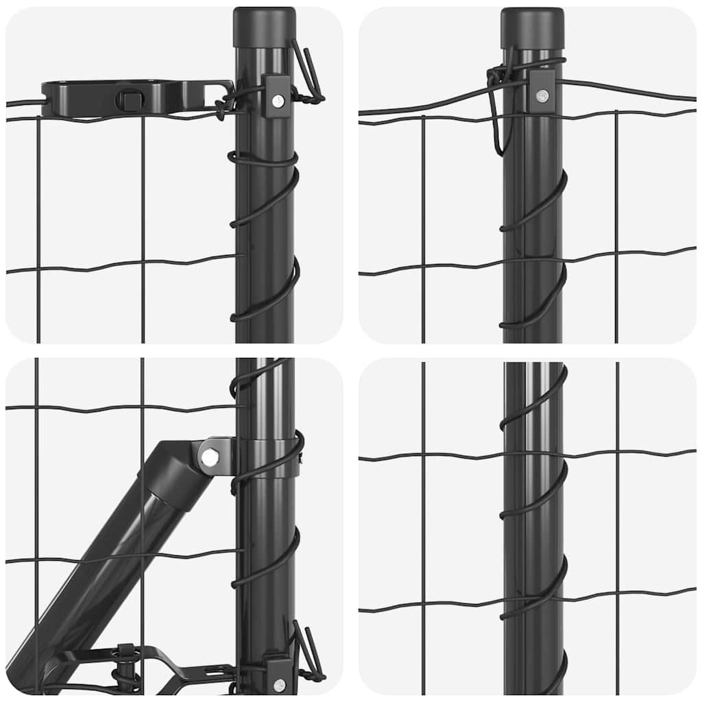 Zaun mit Pfosten Grau 0.8 x 25 m Stahl