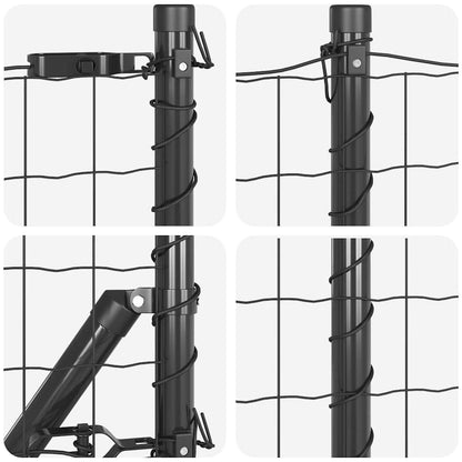 Zaun mit Pfosten Grau 0.8 x 25 m Stahl