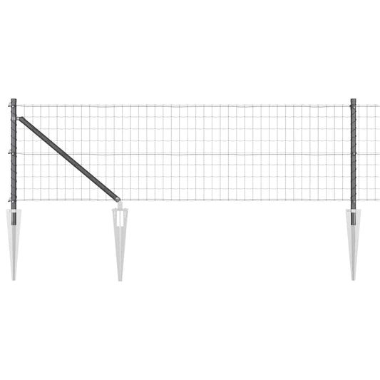 Zaun mit Pfosten Grau 0.8 x 25 m Stahl